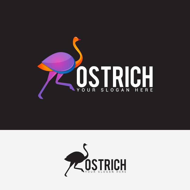 Plantilla de vector de diseño de logotipo de avestruz