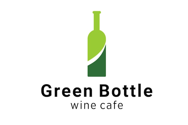 Plantilla de vector de diseño de logotipo de botella de vino verde moderno de ilustración creativa