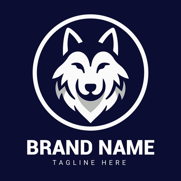 Plantilla de vector de diseño de logotipo de cabeza de lobo