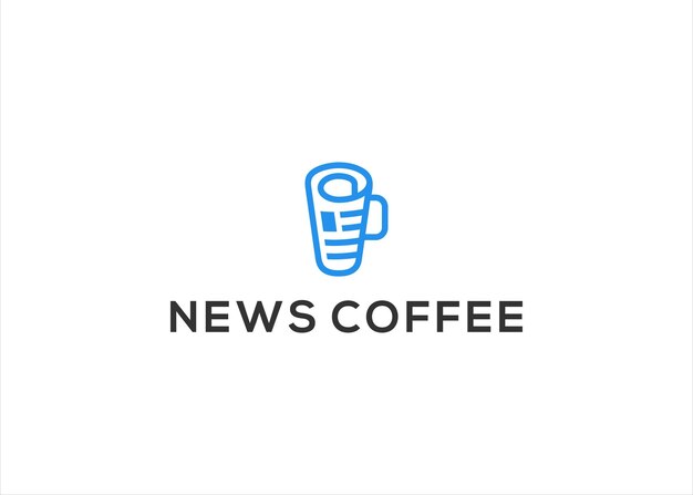 Plantilla de vector de diseño de logotipo de café de noticias