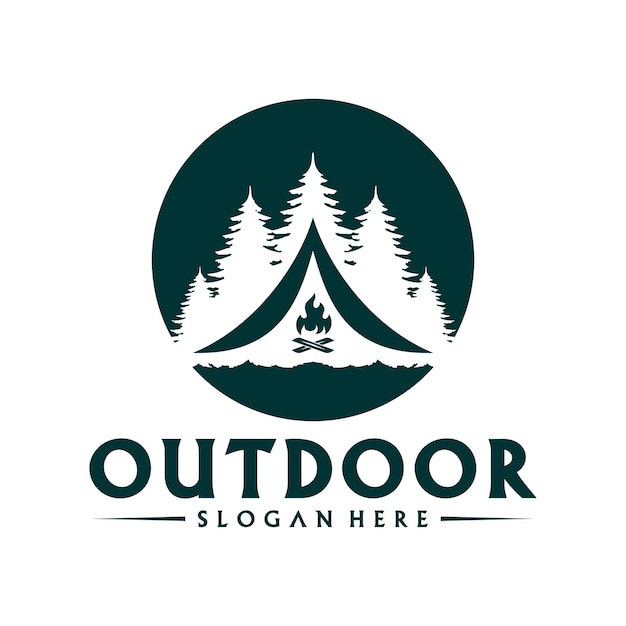 Plantilla de vector de diseño de logotipo de camping al aire libre Conceptos creativos de logotipo de camping