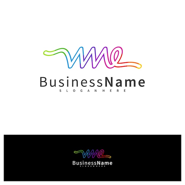 Plantilla de vector de diseño de logotipo de carta WME Ilustración inicial de conceptos de logotipo de WME