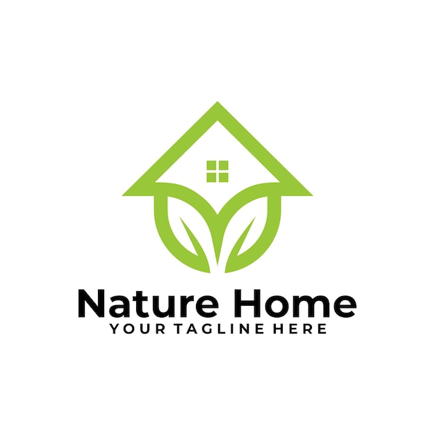 Plantilla de vector de diseño de logotipo de casa de naturaleza