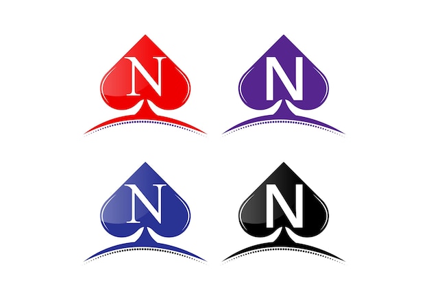 Plantilla de vector de diseño de logotipo de casino letra N Plantilla de logotipo de Poker Casino Vegas