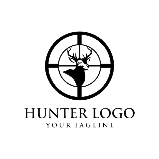 Plantilla de vector de diseño de logotipo de cazador de ciervos vintage
