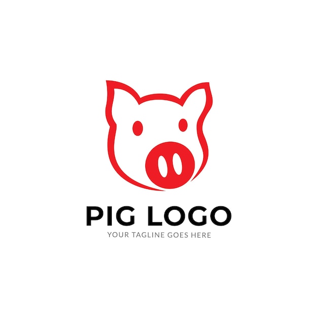 Plantilla de vector de diseño de logotipo de cerdo abstracto creativo