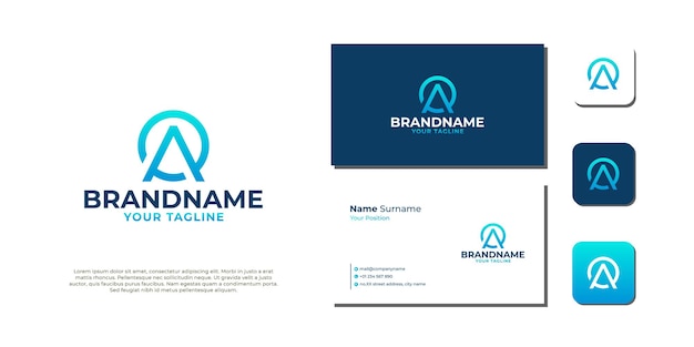 Plantilla de vector de diseño de logotipo de círculo de letra ar vectorial con diseño de tarjeta de visita premium