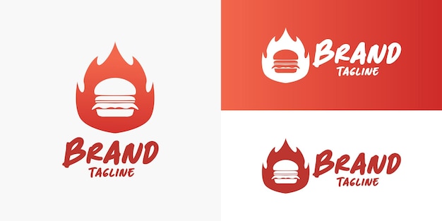 Plantilla de vector de diseño de logotipo de comida de restaurante de hamburguesa picante caliente para empresa comercial de marca