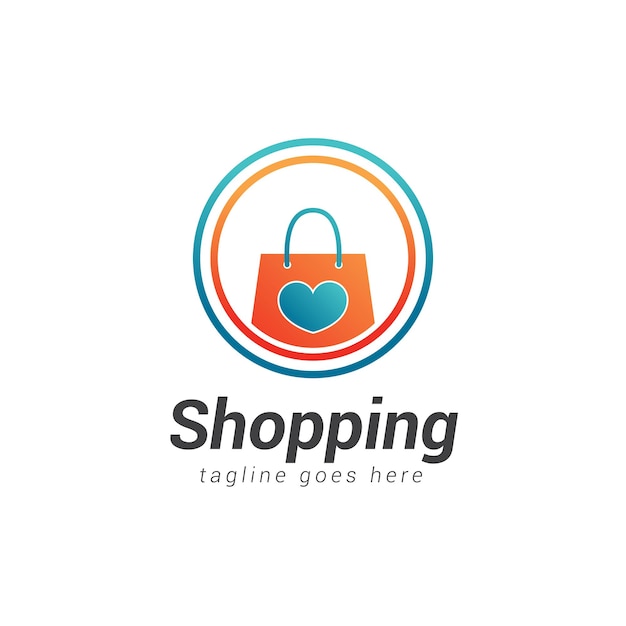 Plantilla de vector de diseño de logotipo de compras en línea