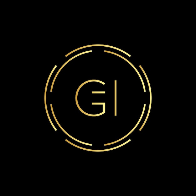 Plantilla de vector de diseño de logotipo creativo de letra inicial GI Diseño de logotipo de letra GI de lujo digital