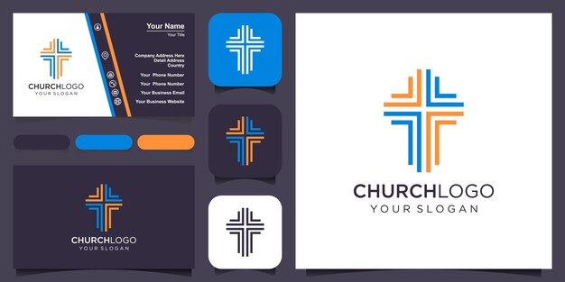 Plantilla de vector de diseño de logotipo de cruz cristiana. Plantilla de diseño de vector de símbolo de cruz bautista.