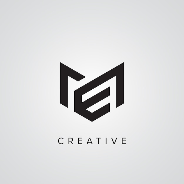 Plantilla de vector de diseño de logotipo de empresa de estilo simple de carta me em abstracta