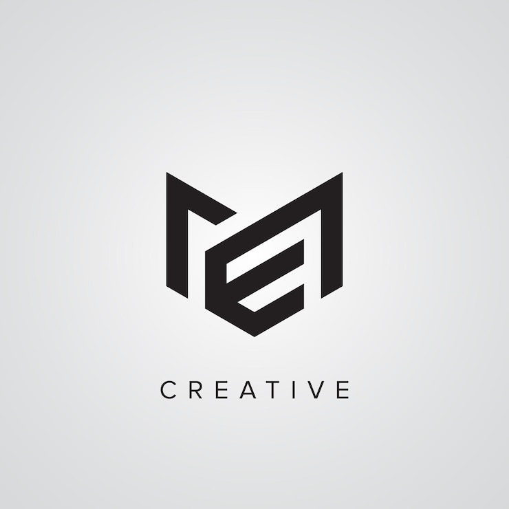 Vector plantilla de vector de diseño de logotipo de empresa de estilo simple de carta me em abstracta