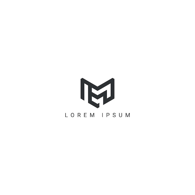 Plantilla de vector de diseño de logotipo de empresa de estilo simple de letra ME EM abstracta