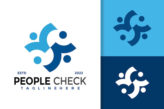 Plantilla de vector de diseño de logotipo de empresa moderna de verificación de personas
