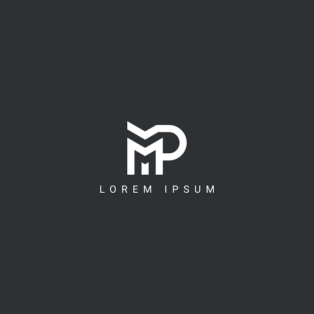 Plantilla de vector de diseño de logotipo de estilo simple de letra PM MP abstracta