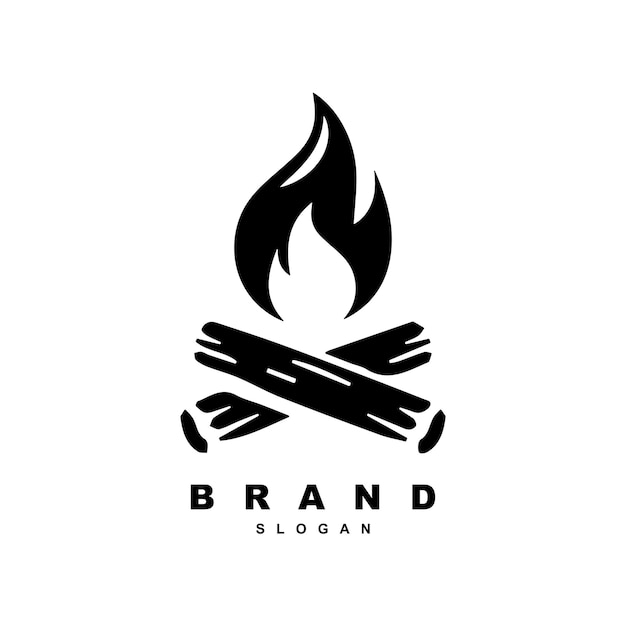 Plantilla de vector de diseño de logotipo de fogata o hoguera de silueta
