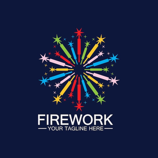 Plantilla de vector de diseño de logotipo de fuegos artificiales