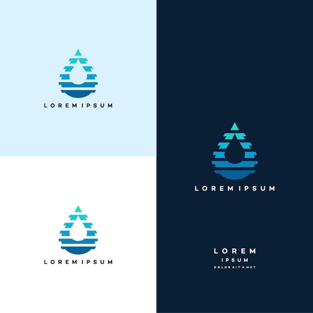 Plantilla de vector de diseño de logotipo de gota de agua, concepto único de logotipo de agua limpia