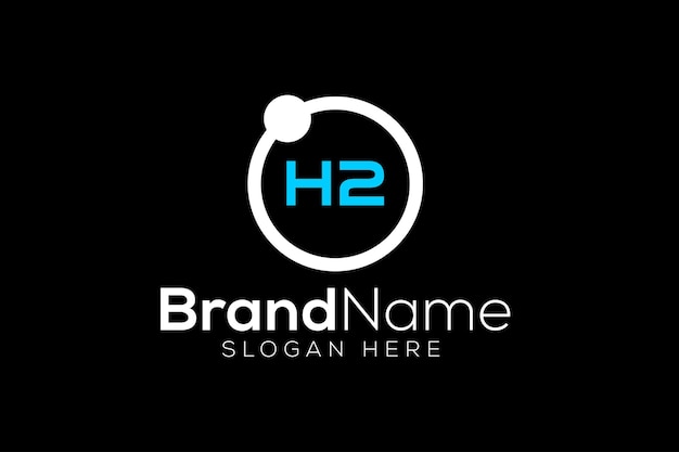 Plantilla de vector de diseño de logotipo H2 de tecnología de hidrógeno