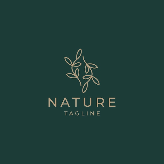 Plantilla de vector de diseño de logotipo de hoja de flor de naturaleza