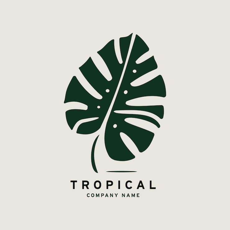 Plantilla de vector de diseño de logotipo de hoja tropical. Icono de hoja de palma.
