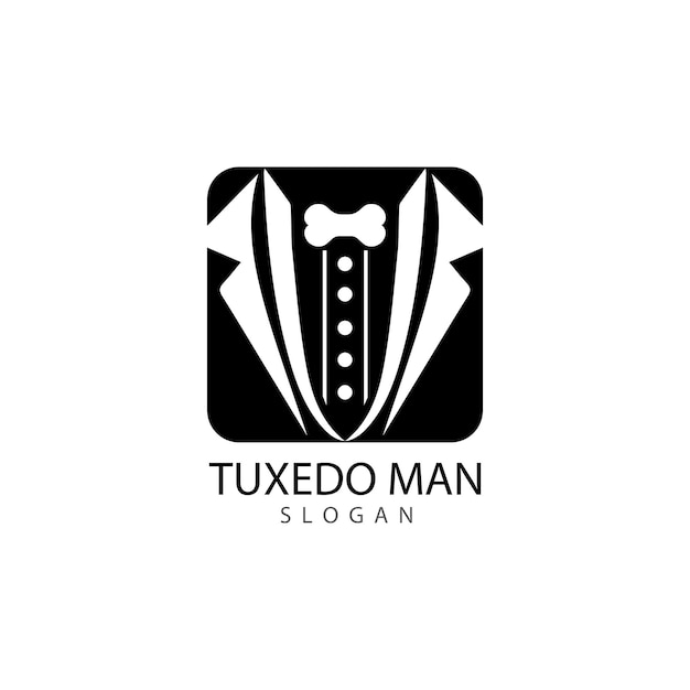 Plantilla de vector de diseño de logotipo de hombre de esmoquin