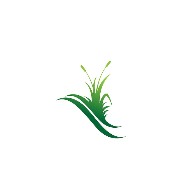Plantilla de vector de diseño de logotipo de icono de hierba natural