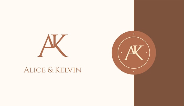 Plantilla de vector de diseño de logotipo inicial ak