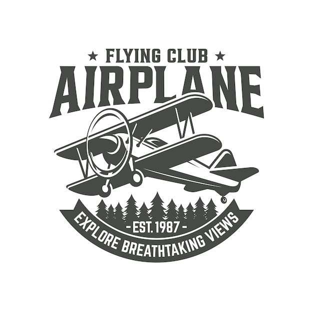 Plantilla de vector de diseño de logotipo de insignia de aviación de avión vintage