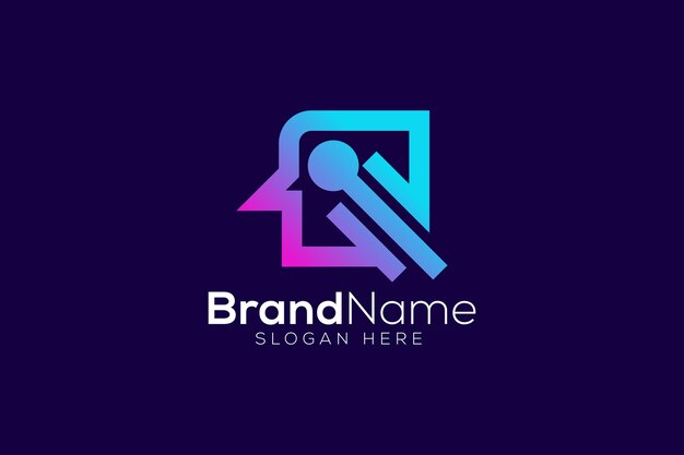 Plantilla de vector de diseño de logotipo de inteligencia artificial de letra moderna Q