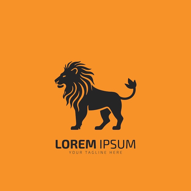 Plantilla de vector de diseño de logotipo de león Ilustración aislada sobre fondo amarillo