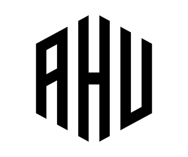 Plantilla de vector de diseño de logotipo de letra AHU de polígono