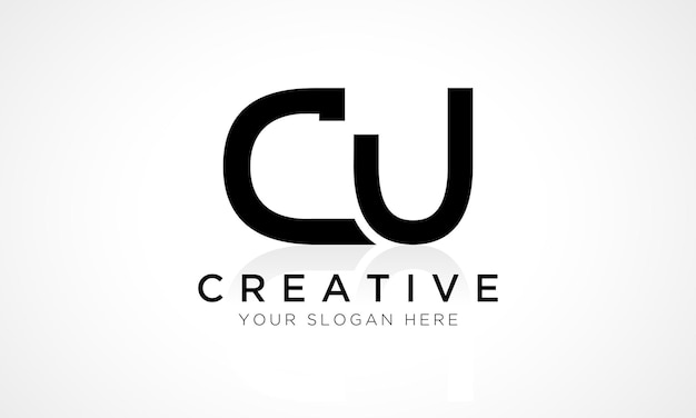 Plantilla de vector de diseño de logotipo de letra CU Alfabeto Letra inicial Diseño de logotipo de CU con ilustración comercial de reflejo brillante