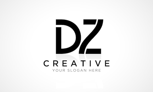 Plantilla de vector de diseño de logotipo de letra DZ Alfabeto Letra inicial Diseño de logotipo DZ con ilustración comercial de reflejo brillante