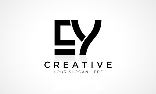 Plantilla de vector de diseño de logotipo de letra EY Letra inicial del alfabeto Diseño de logotipo EY con ilustración comercial de reflejo brillante