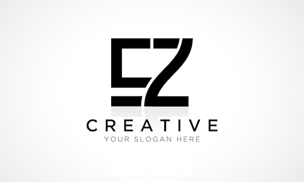 Plantilla de vector de diseño de logotipo de letra EZ Alfabeto Letra inicial Diseño de logotipo EZ con ilustración comercial de reflejo brillante
