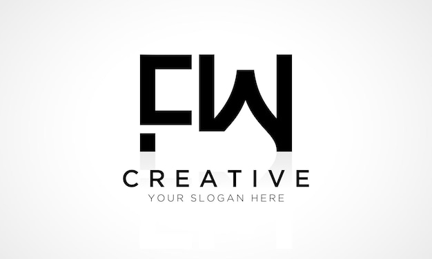 Plantilla de vector de diseño de logotipo de letra FW Diseño de logotipo de letra inicial del alfabeto Fw con ilustración de negocios de reflexión brillante