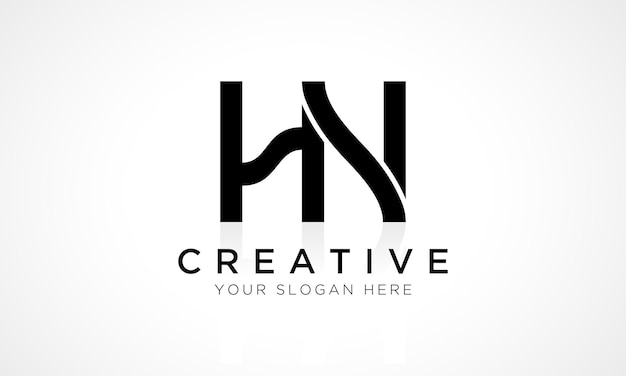 Plantilla de vector de diseño de logotipo de letra HN Diseño de logotipo de letra inicial del alfabeto HN con ilustración comercial de reflejo brillante