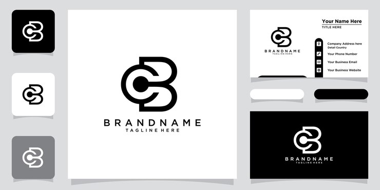 Vector plantilla de vector de diseño de logotipo de letra inicial bc o cb con diseño de tarjeta de visita vector premium