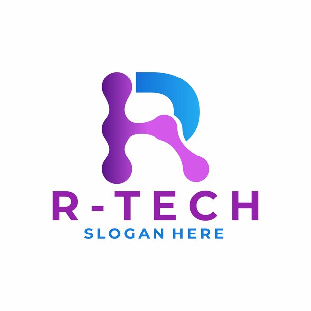 plantilla de vector de diseño del logotipo de la letra inicial R Vector de diseño de logotipo técnico