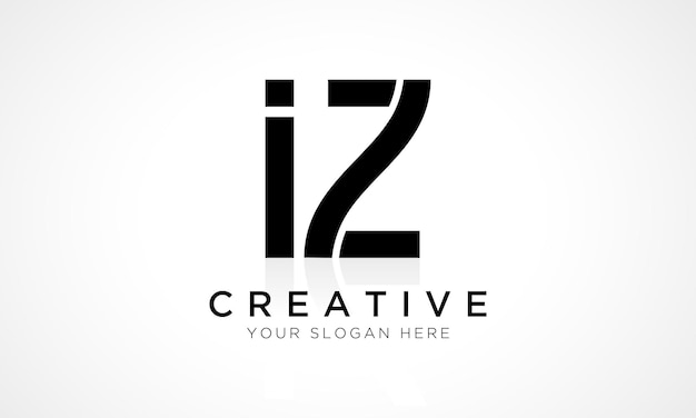 Plantilla de vector de diseño de logotipo de letra IZ Alfabeto Letra inicial Diseño de logotipo IZ con ilustración comercial de reflejo brillante