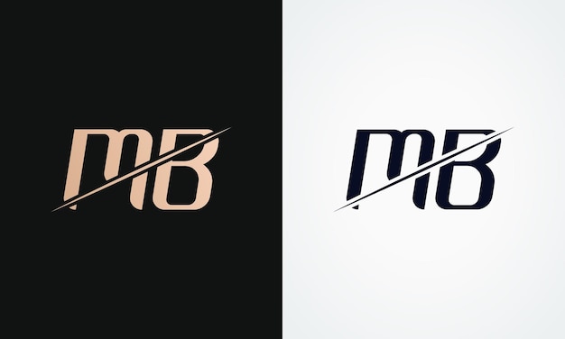 Plantilla de vector de diseño de logotipo de letra mb diseño de logotipo de letra mb en oro y negro