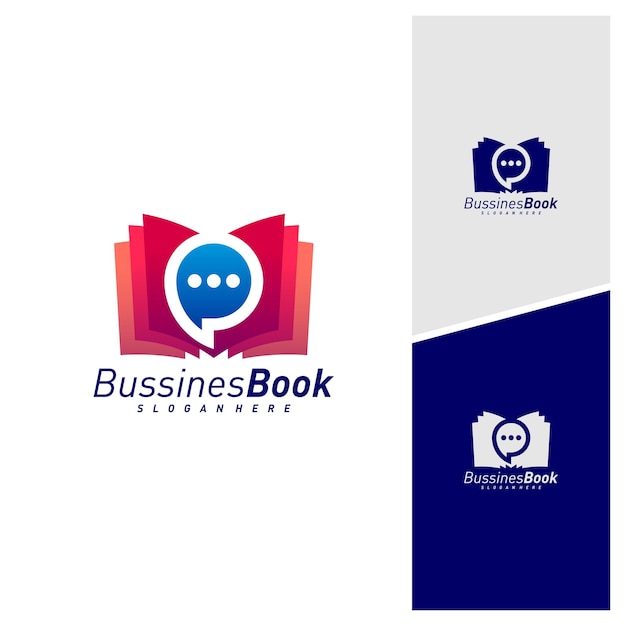 Plantilla de vector de diseño de logotipo de libro de chat Ilustración Diseño de libro Concepto Símbolo de icono