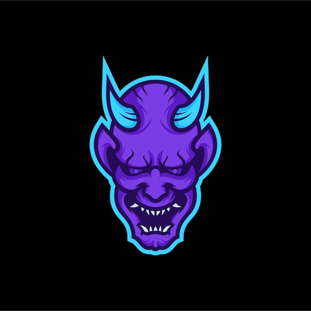 Plantilla de vector de diseño de logotipo de mascota de cabeza o cara de diablo malvado