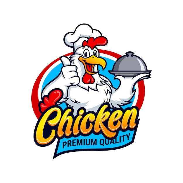 Plantilla de vector de diseño de logotipo de mascota de pollo