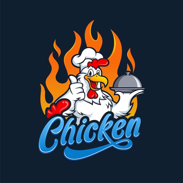 Plantilla de vector de diseño de logotipo de mascota de pollo