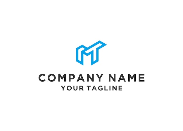 Plantilla de vector de diseño de logotipo moderno de carta MT