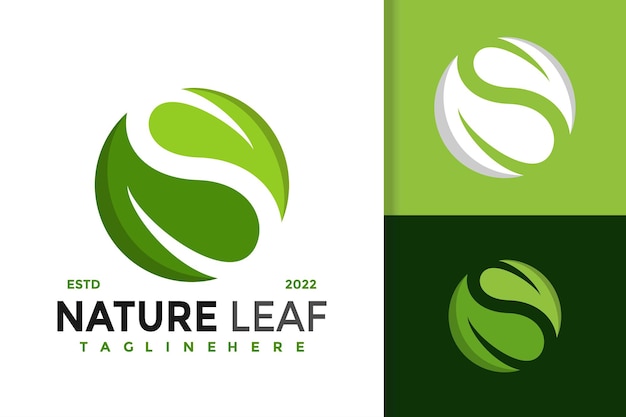 Plantilla de vector de diseño de logotipo moderno S Nature Leaf