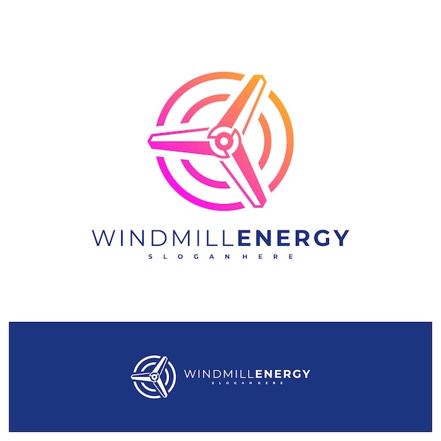 Plantilla de vector de diseño de logotipo de molino de viento Ilustración de conceptos de logotipo de molino de viento